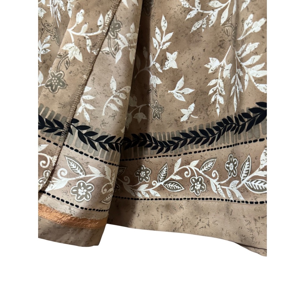 Wrothingon Floral Botanical Wrap Skirt Women Size M Tan‎ Brown Excellent A-Line - Picture 4 of 9
